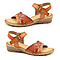Heavenly Feet Iris Low Wedge Sandals with Adjustable Buckle Strap (Size 3) - Brown/Tan