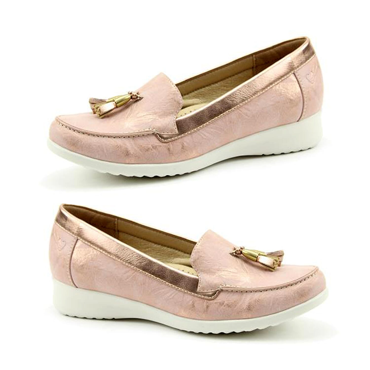 Tessal Detailing Faux-Leather Loafers - Pink