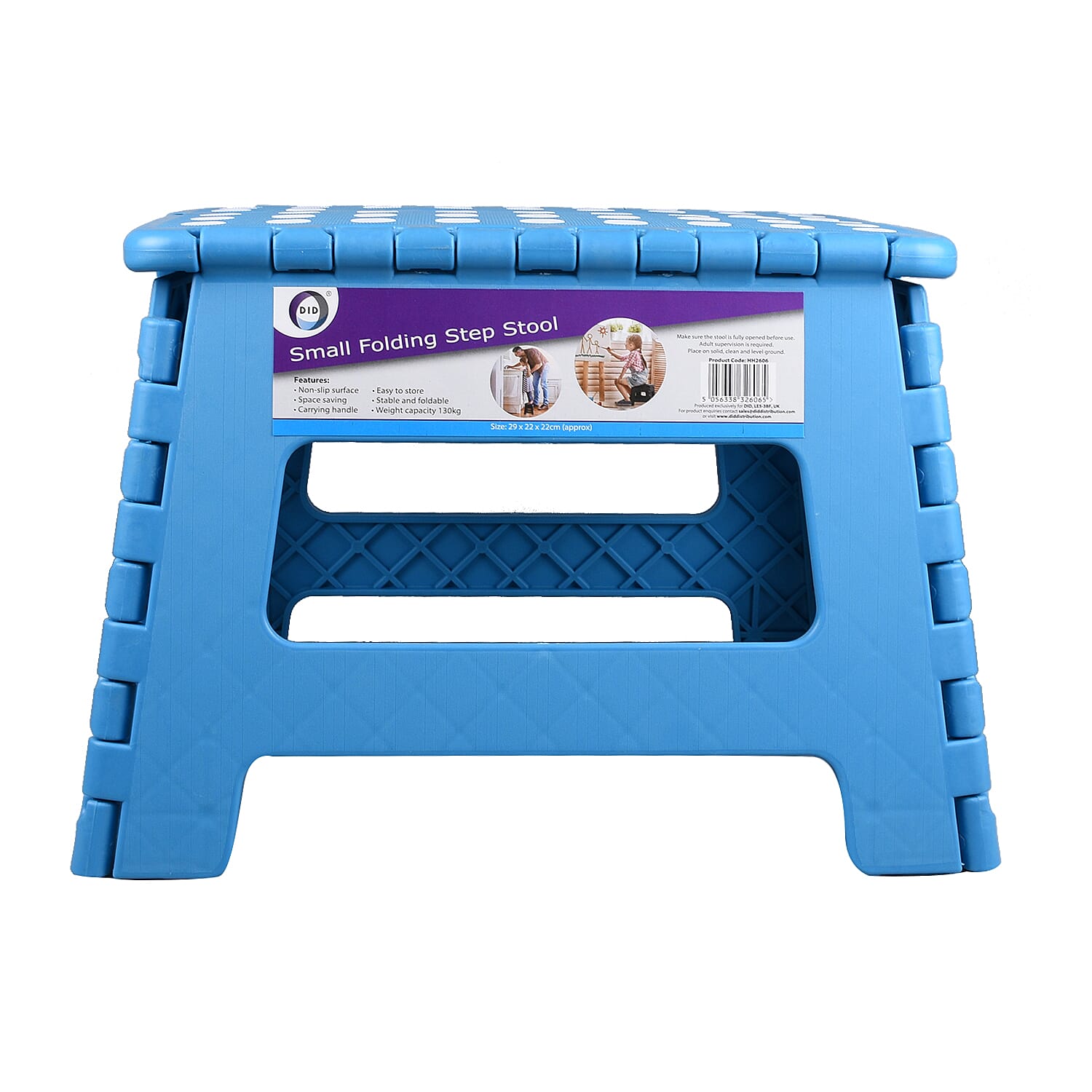 Folding Step Stool in Blue (Size 22x31x21cm) - Weight Capacity 130kg