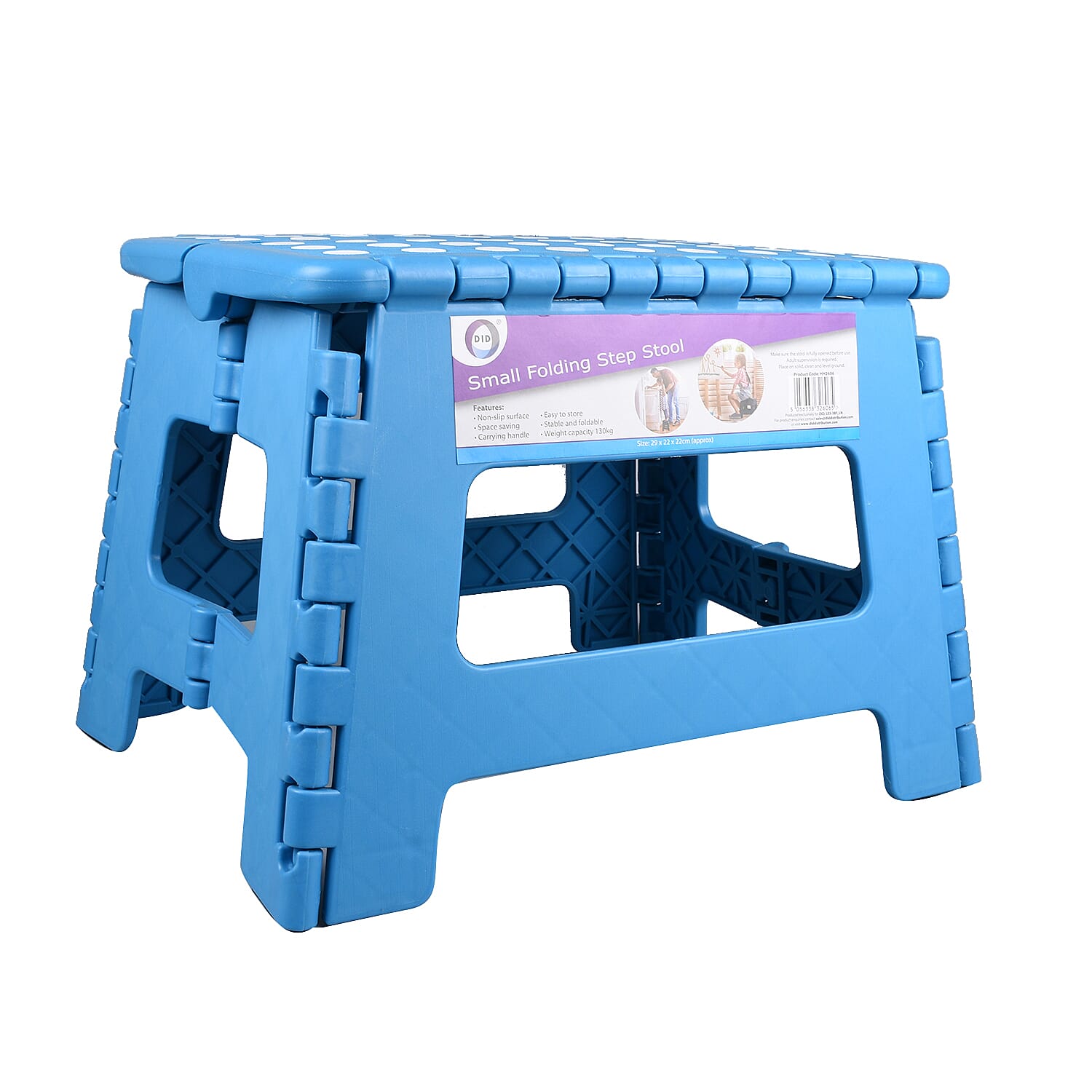 Folding Step Stool in Blue (Size 22x31x21cm) - Weight Capacity 130kg