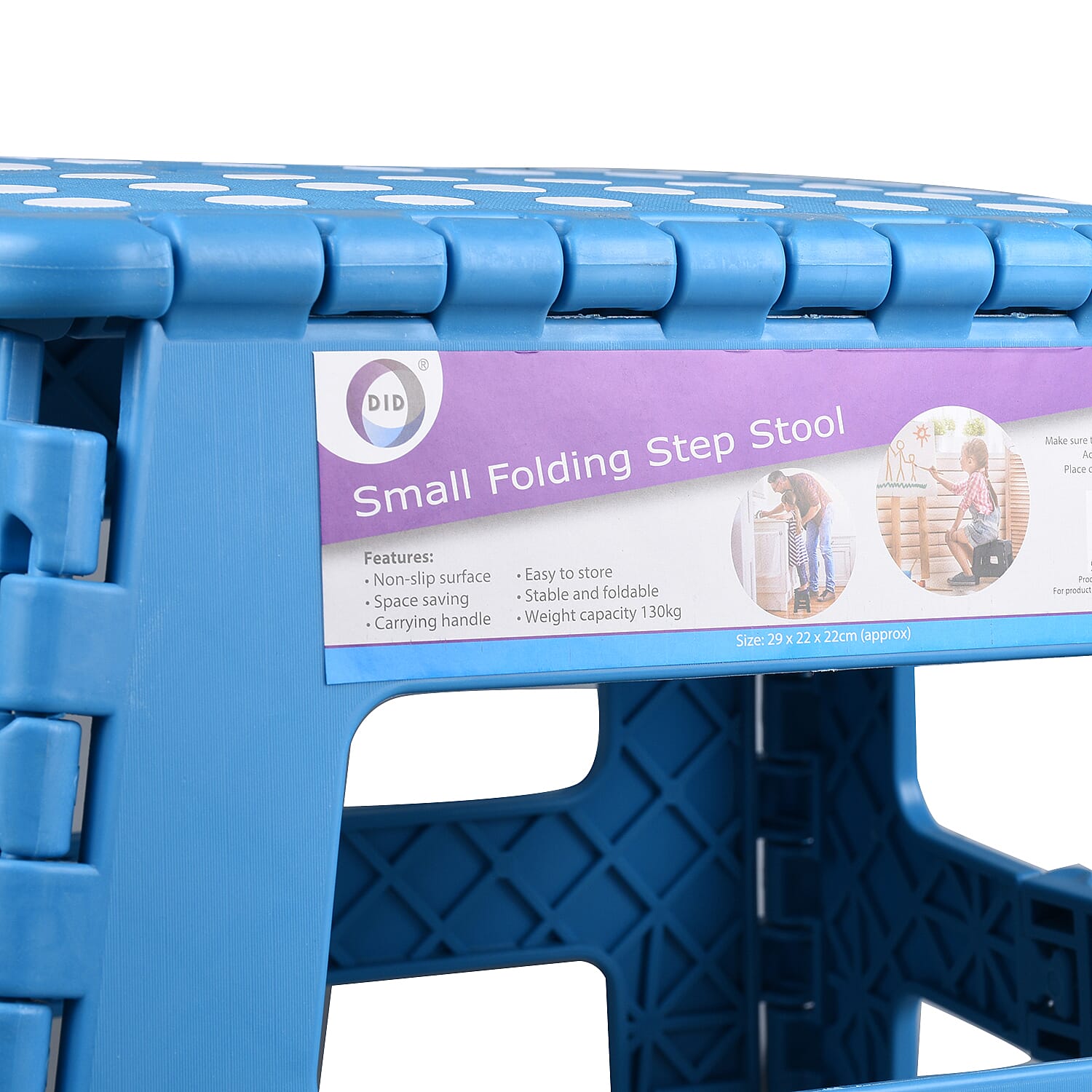 Folding Step Stool in Blue (Size 22x31x21cm) - Weight Capacity 130kg