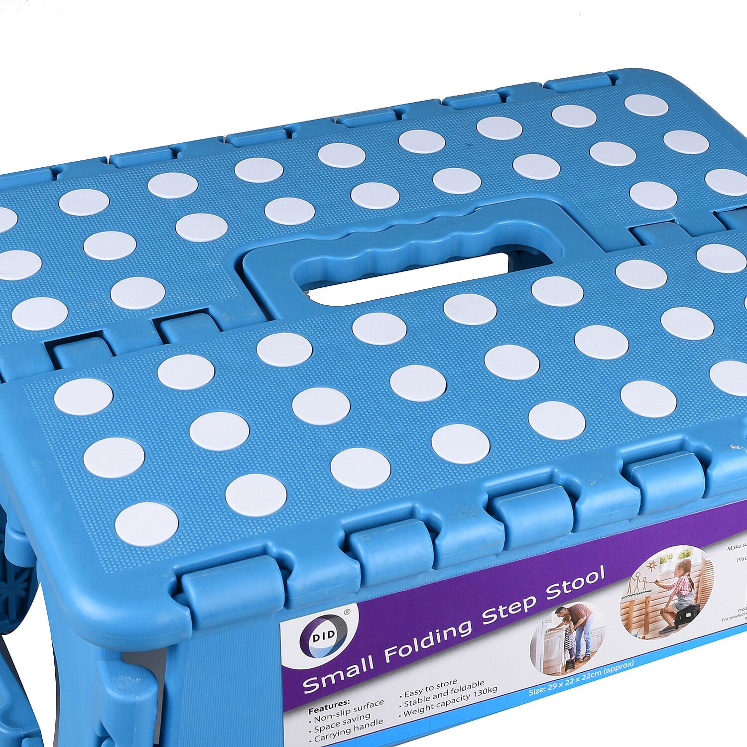 Folding Step Stool in Blue (Size 22x31x21cm) - Weight Capacity 130kg