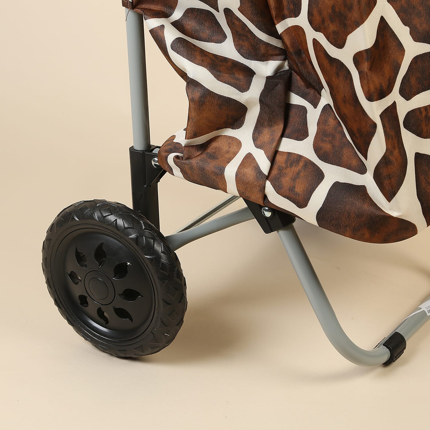 Giraffe Print Shopping Trolley Bag with Wheels in Brown & White (Size 35x25x62 Cm)