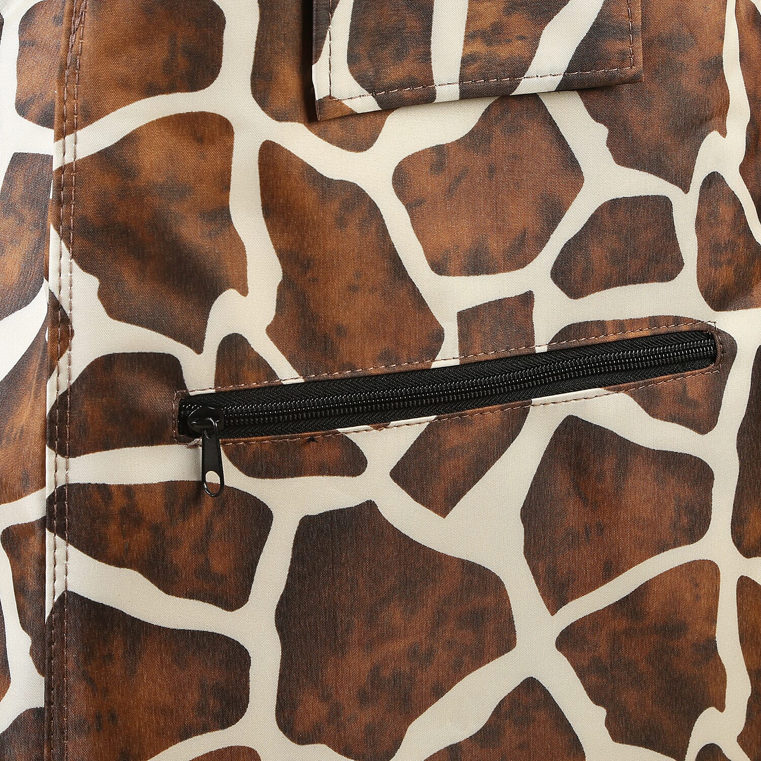 Giraffe Print Shopping Trolley Bag with Wheels in Brown & White (Size 35x25x62 Cm)