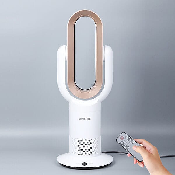 ANZHELUO Bladeless Tower Air Fan with Remote Control (Size 26.42x16x71.63cm) - Gold & White