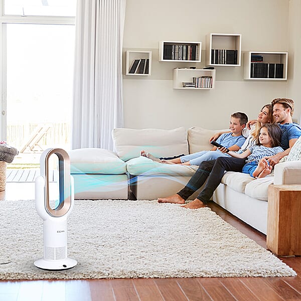 ANZHELUO Bladeless Tower Air Fan with Remote Control (Size 26.42x16x71.63cm) - Gold & White