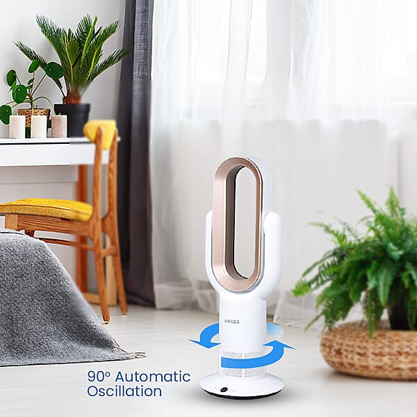 ANZHELUO Bladeless Tower Air Fan with Remote Control (Size 26.42x16x71.63cm) - Gold & White