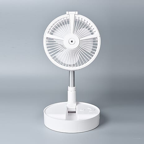 Portable & Adjustable Fan with Mist, Rechargeable Battery and Four Wind Speed Settings (Folded Size 20x11cm; Adjustable up to 85cm)