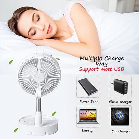 Portable & Adjustable Fan with Mist, Rechargeable Battery and Four Wind Speed Settings (Folded Size 20x11cm; Adjustable up to 85cm)