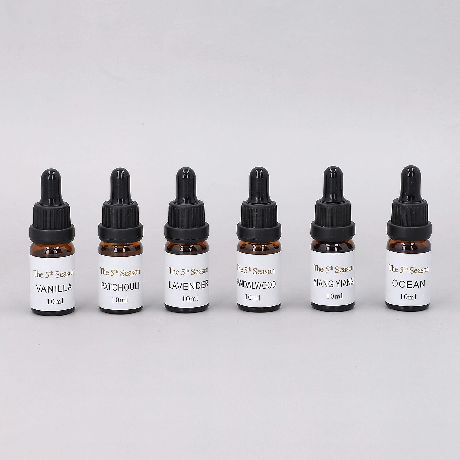 The 5th Season - Set of 6 Fragrance Oils Relaxation Set (Fragrance: Lavender, Ylang Ylang, Sandalwood, Patchouli, Ocean and Vanilla)- 10ml each