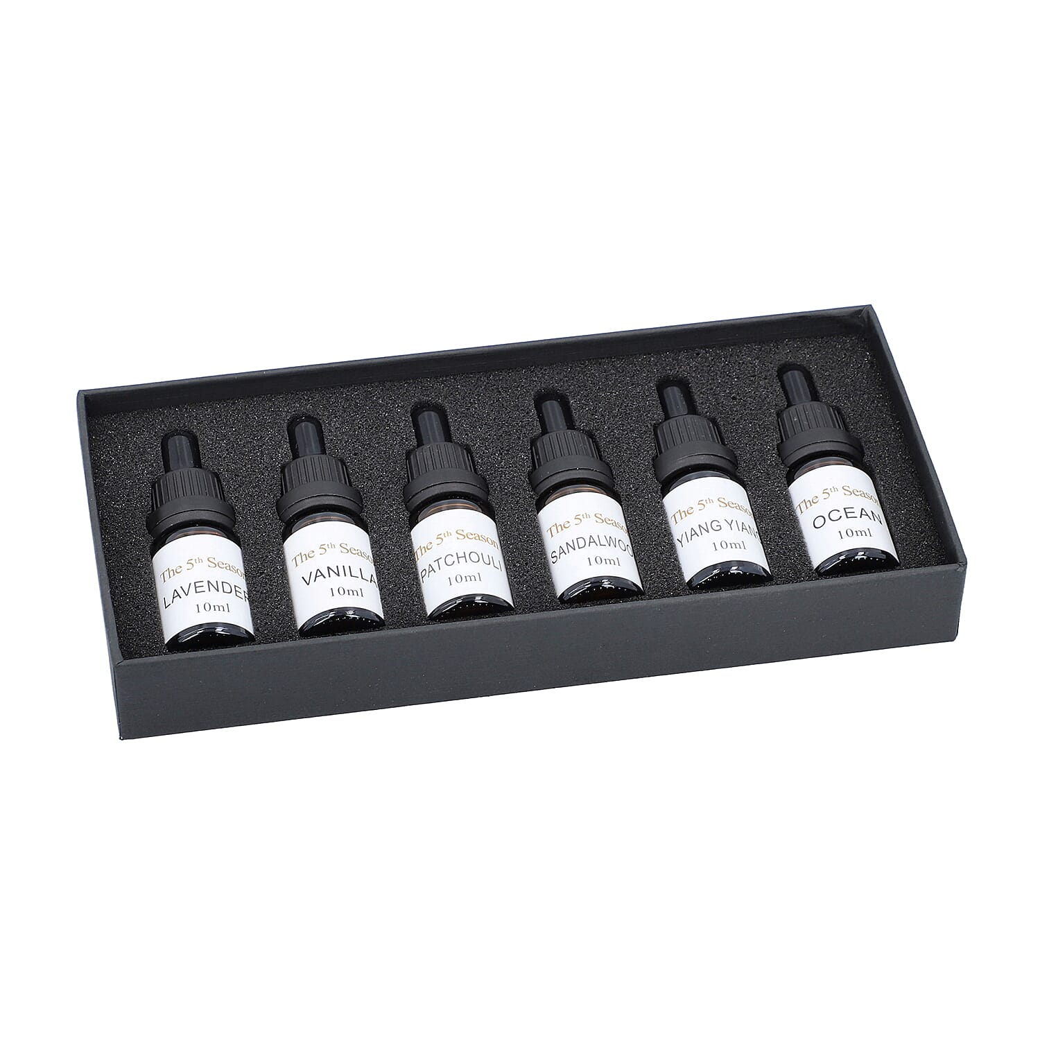 The 5th Season - Set of 6 Fragrance Oils Relaxation Set (Fragrance: Lavender, Ylang Ylang, Sandalwood, Patchouli, Ocean and Vanilla)- 10ml each