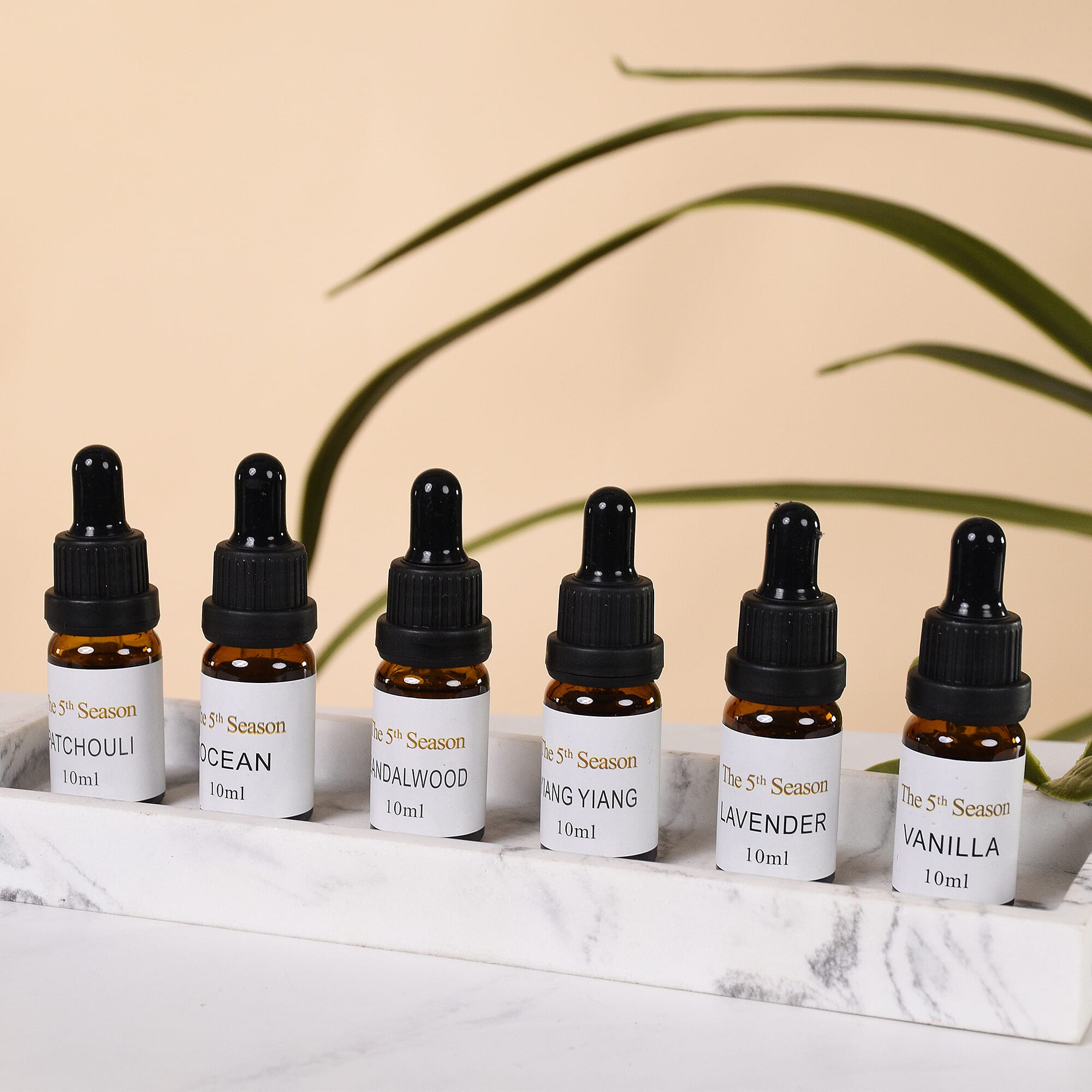 The 5th Season - Set of 6 Fragrance Oils Relaxation Set (Fragrance: Lavender, Ylang Ylang, Sandalwood, Patchouli, Ocean and Vanilla)- 10ml each