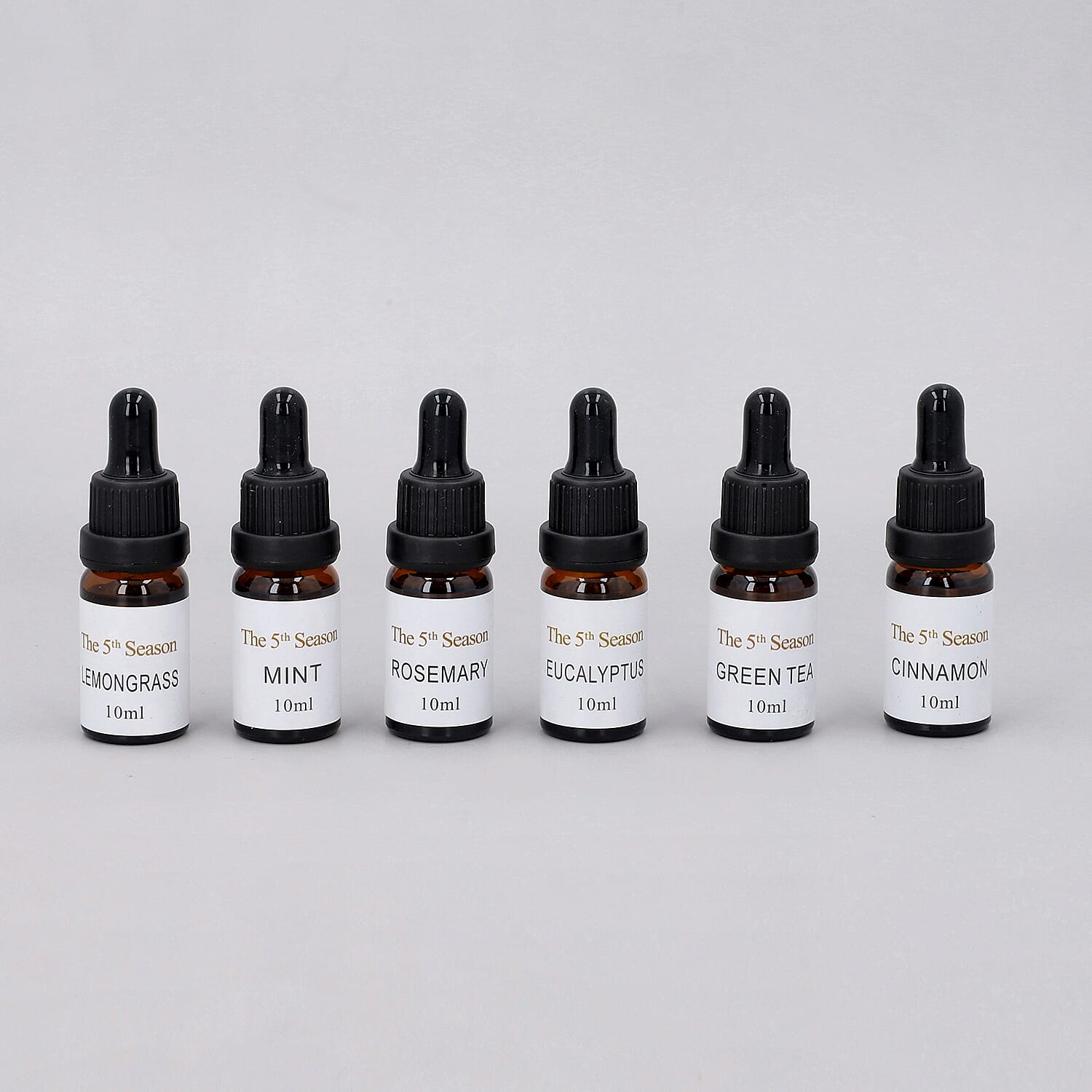 The 5th Season - Set of 6 Fragrance Oils Energising Set (Fragrance- Eucalyptus, Mint,  Rosemary, Lemongrass, Cinnamon and  Green Tea)- 10ml each