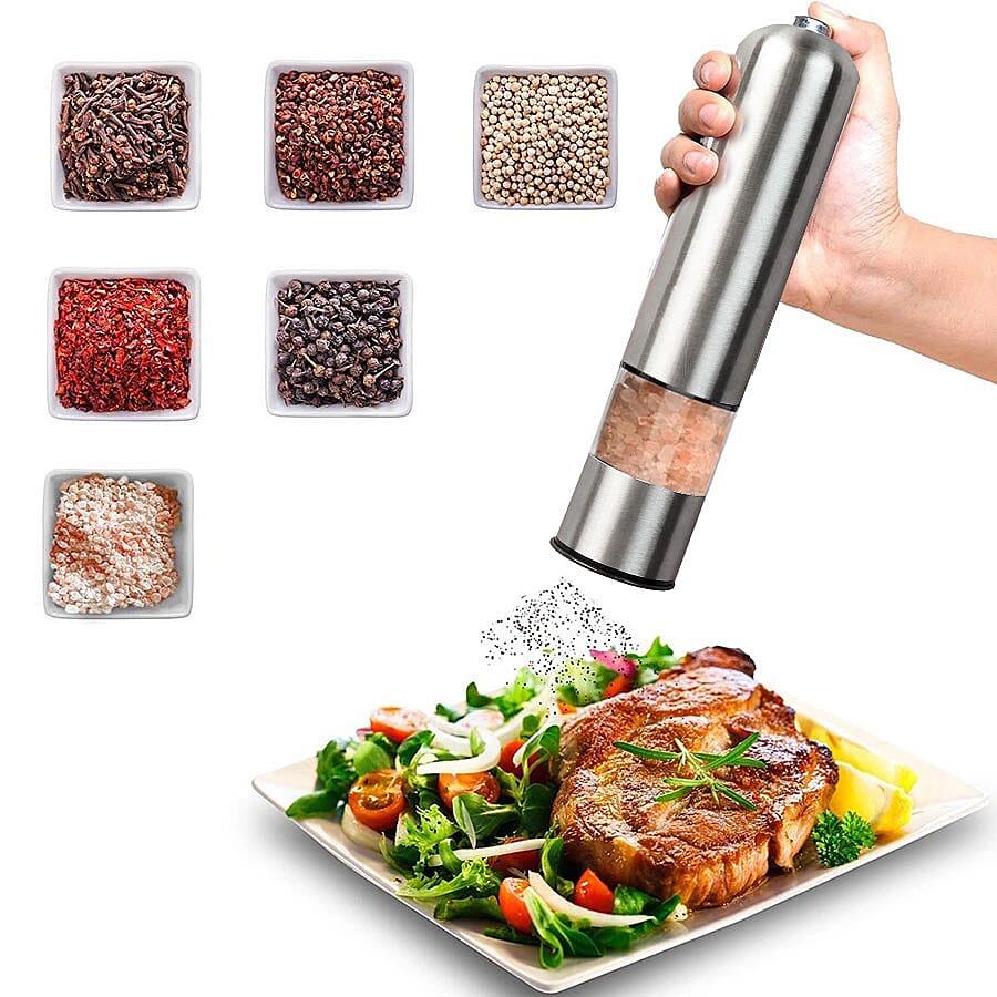Set of 2 - Electric Pepper and Salt Grinder (Requires 4xAA Batteries - Not Included)