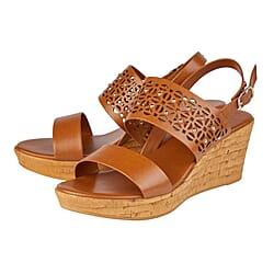 Lotus Tan Zarina Wedge Sandals (Size 3)
