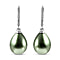 White Shell Pearl Solitaire Drop Earrings in Platinum Plated Sterling Silver