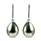 White Shell Pearl Solitaire Drop Earrings in Platinum Plated Sterling Silver