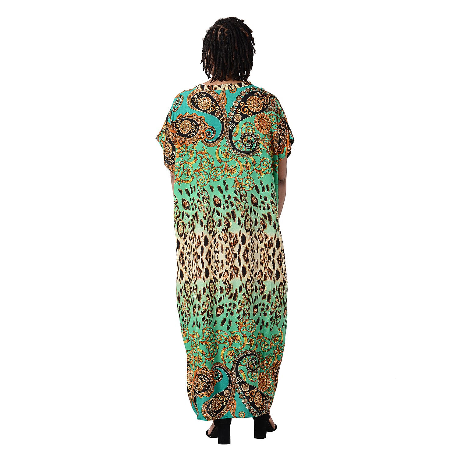 Close Out Leopard and Paisley Pattern Long Dress in Green (Size 80x30cm)