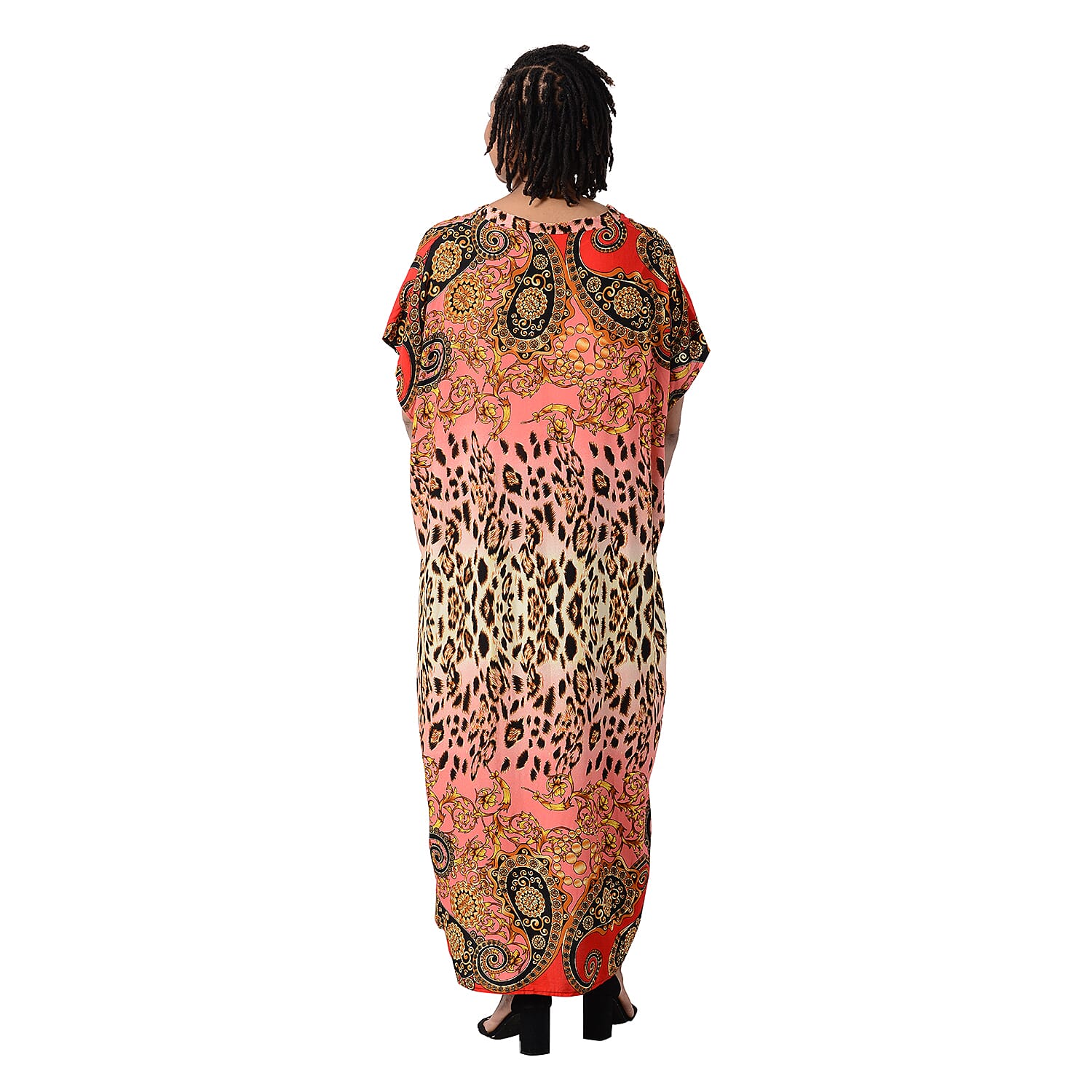 Leopard and Paisley Pattern Long Dress in Red and Pink (Size 80x30cm)