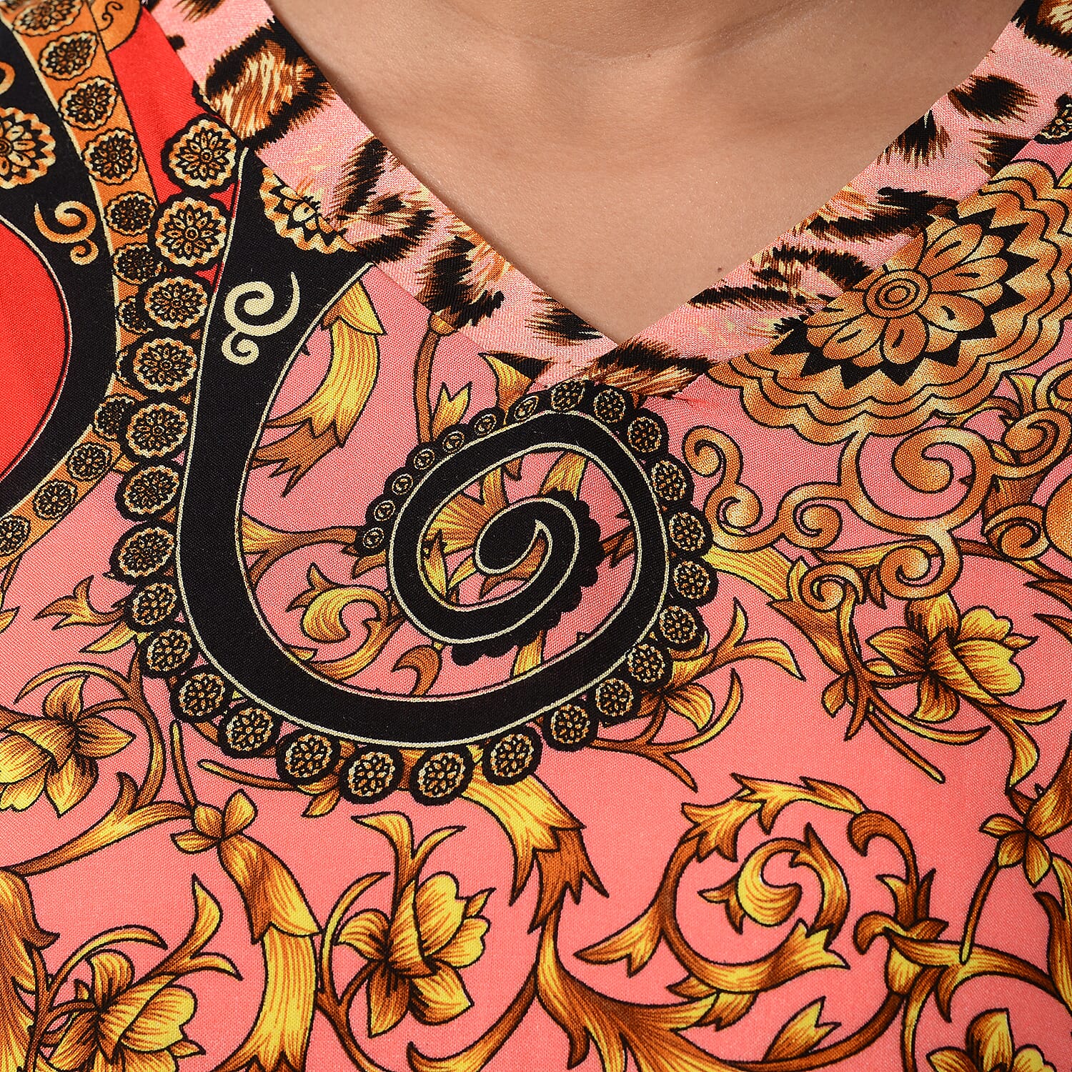 Leopard and Paisley Pattern Long Dress in Red and Pink (Size 80x30cm)