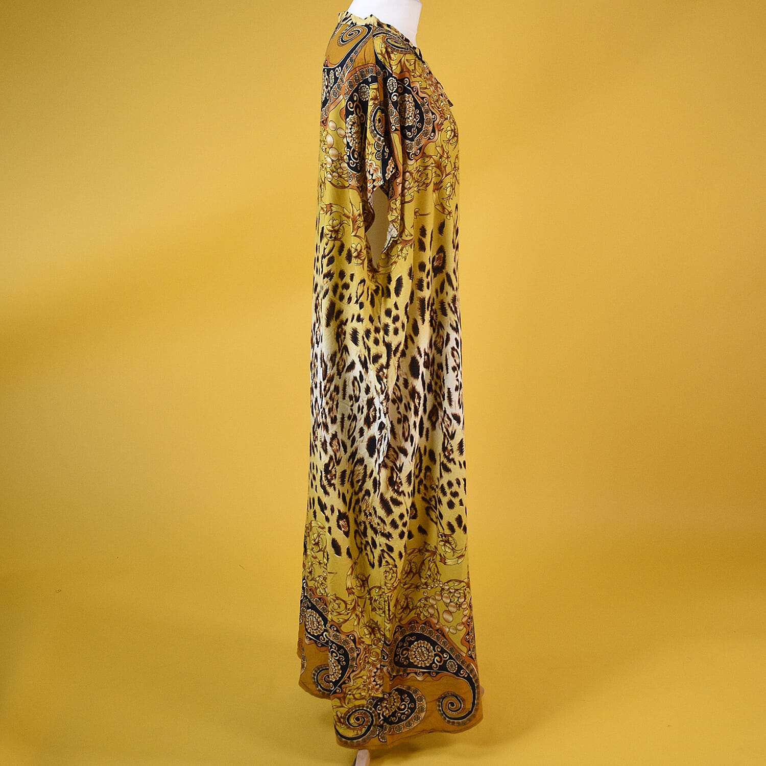 Close Out Leopard and Paisley Pattern Long Dress in Yellow (Size 80x30cm)