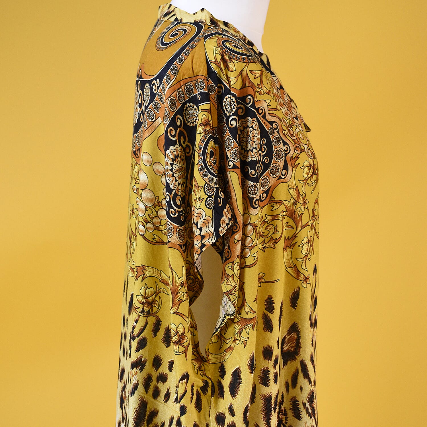Close Out Leopard and Paisley Pattern Long Dress in Yellow (Size 80x30cm)