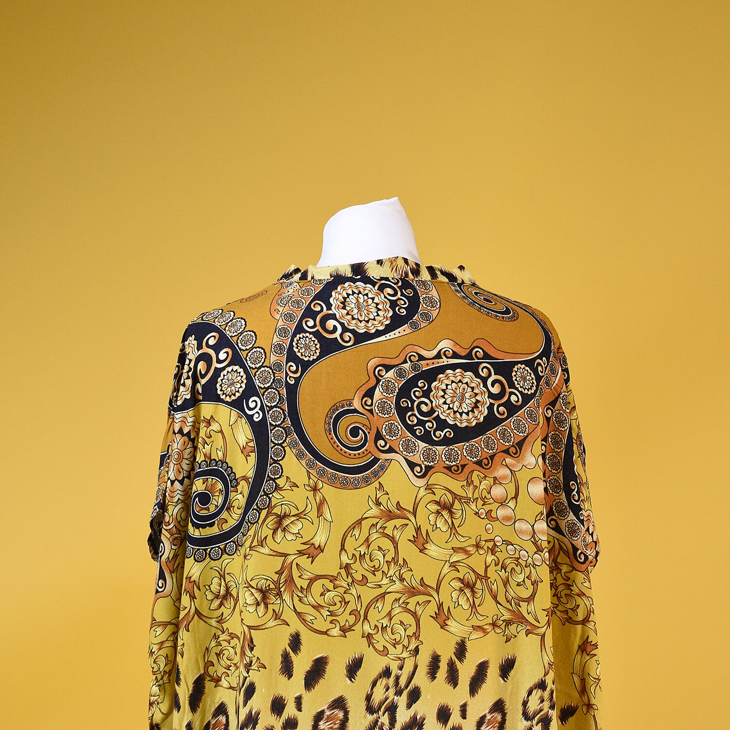 Close Out Leopard and Paisley Pattern Long Dress in Yellow (Size 80x30cm)