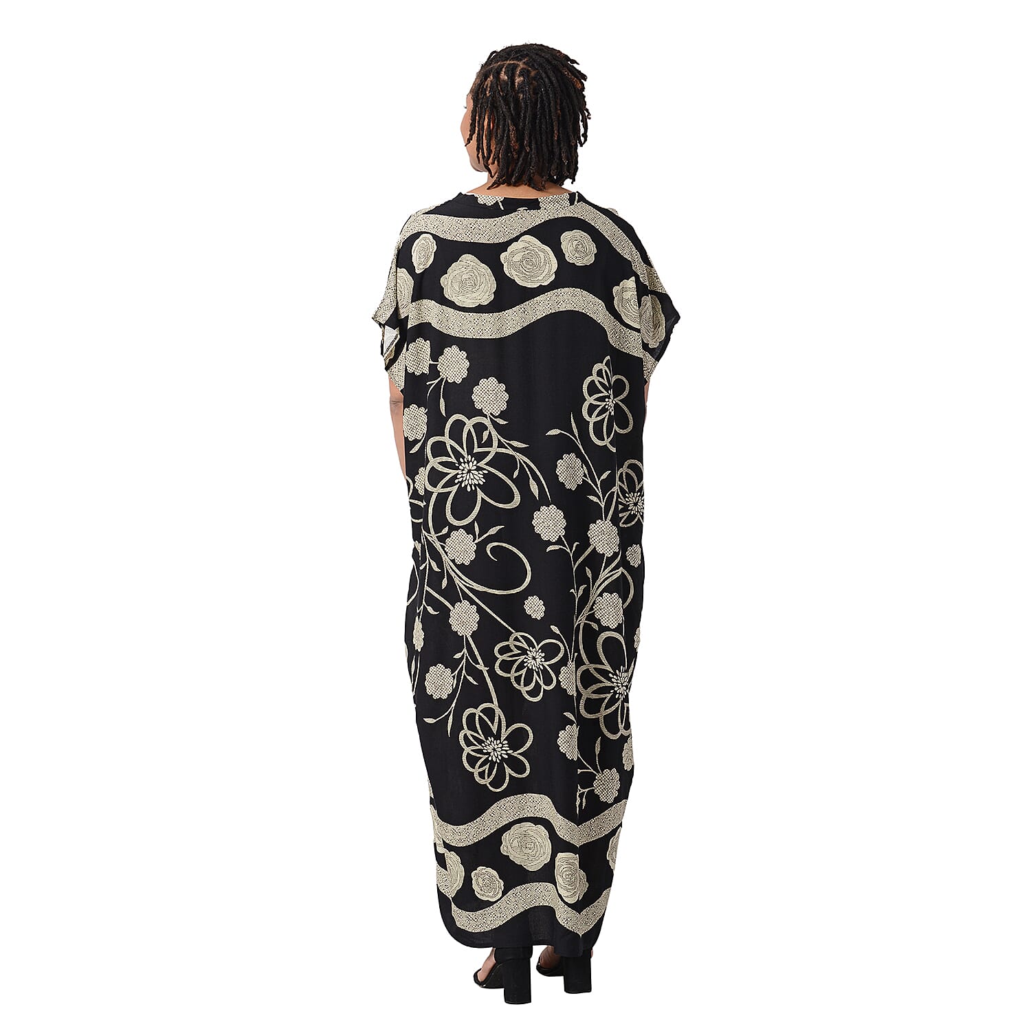 Floral Printed Long Dress in Black (Size 80x30cm)