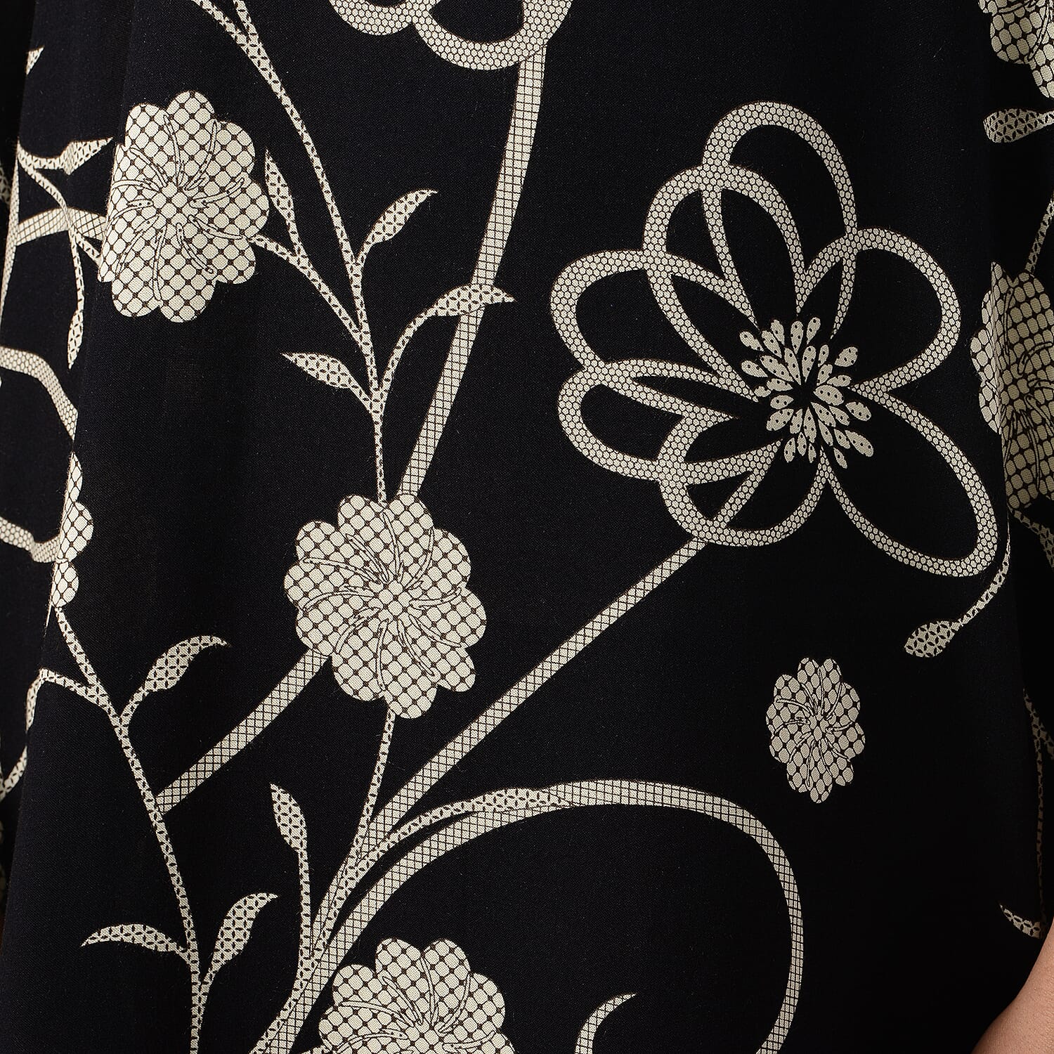 Floral Printed Long Dress in Black (Size 80x30cm)