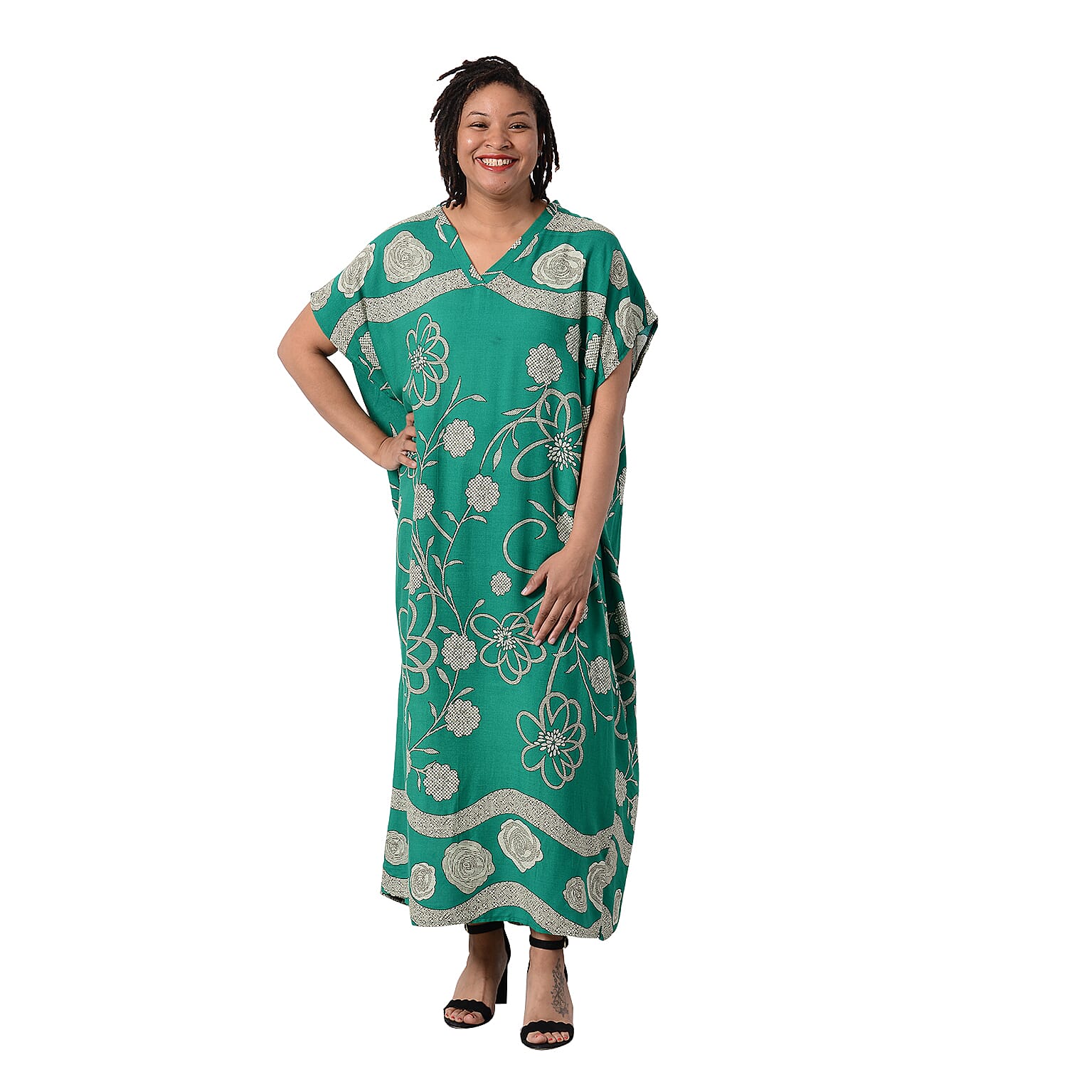 Floral Printed Long Dress in Green (Size 80x30cm)