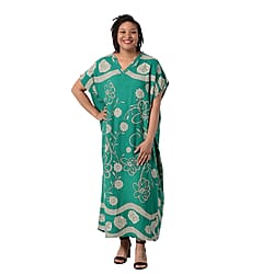 DOD- Floral Printed Long Dress in Green (Size 80x30cm)