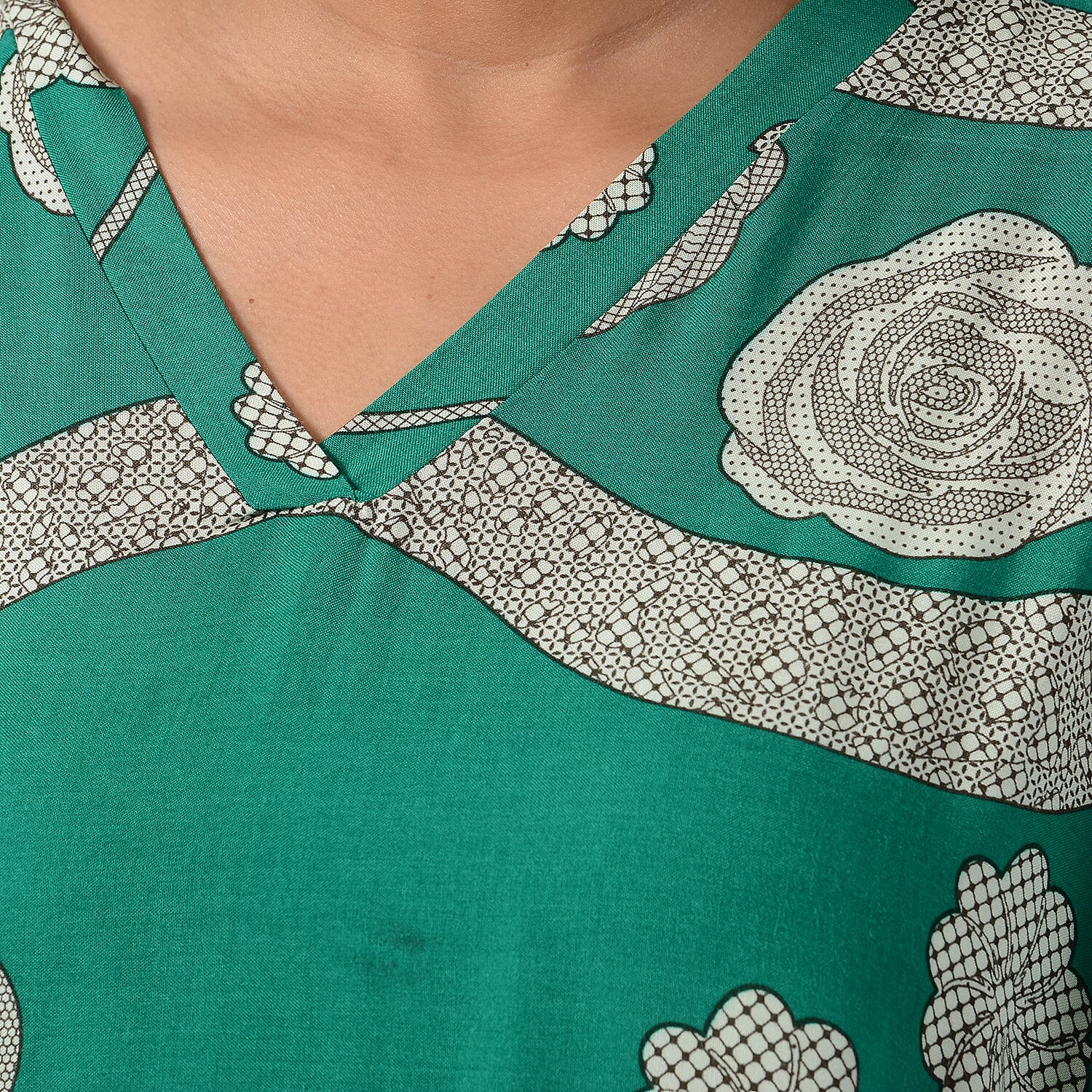 Floral Printed Long Dress in Green (Size 80x30cm)