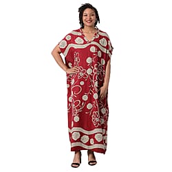 Floral Printed Long Dress in Burgundy (Size 80x30cm)