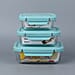 Set of 3 Glass Preservation Rectangle Shape Box - Green