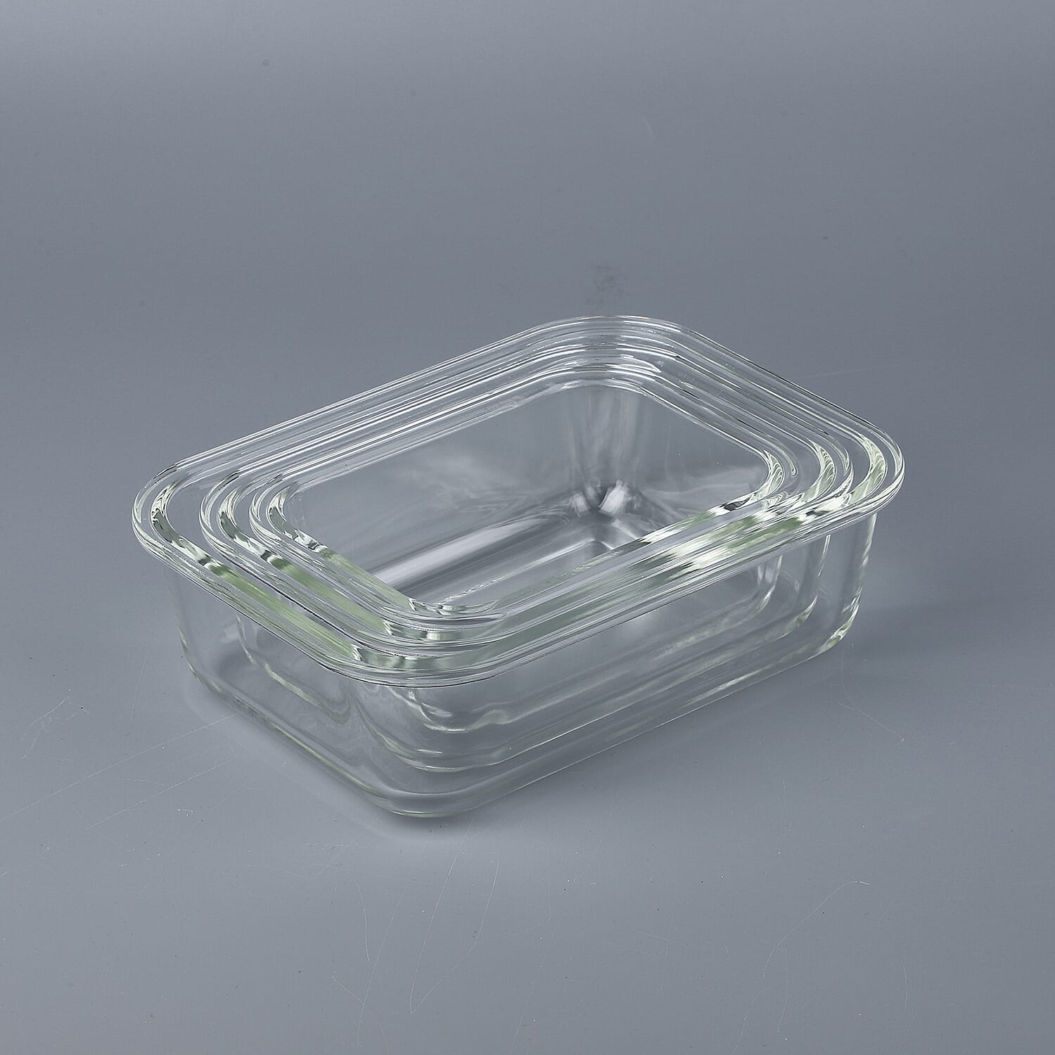Set of 3 Glass Preservation Rectangle Shape Box - Green