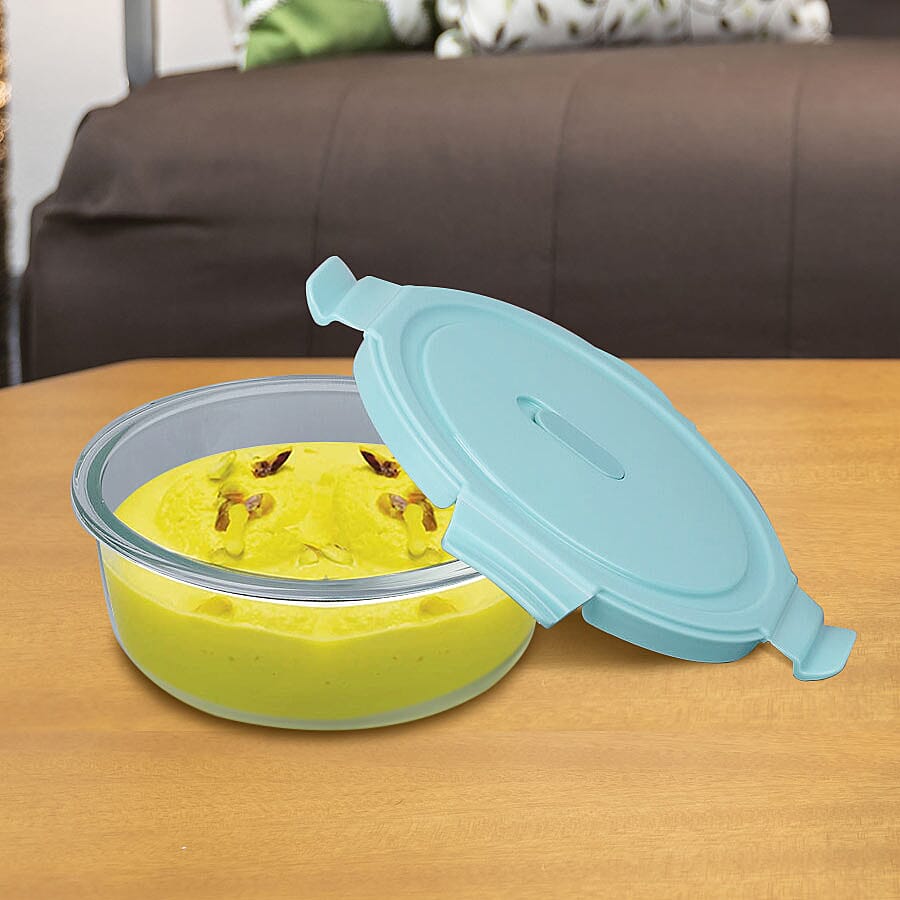 Set of 3 Glass Preservation Round Shape Box Size:13.5x6cm, 15x6.5cm, 17.5x7.3cm) - Green