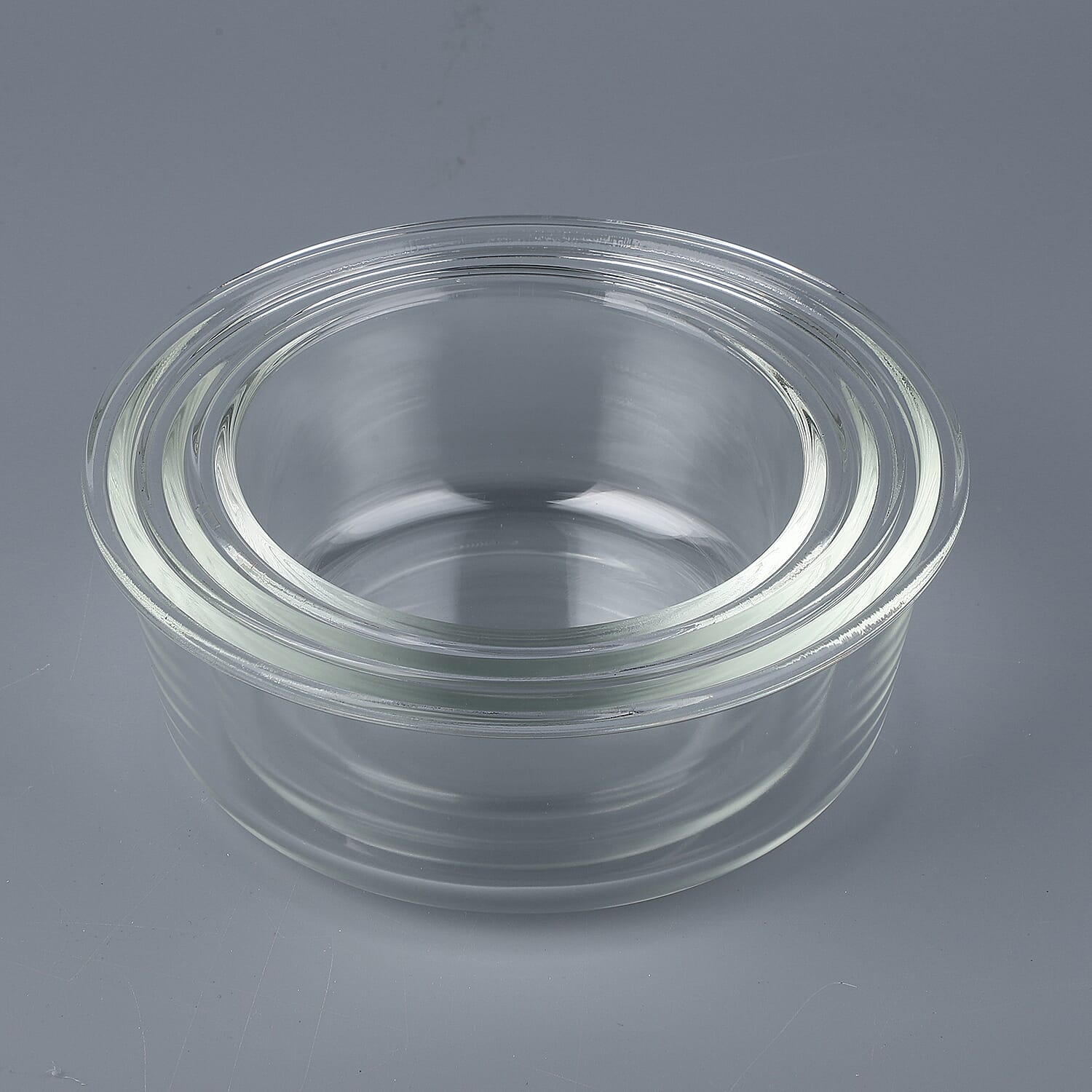 Set of 3 Glass Preservation Round Shape Box Size:13.5x6cm, 15x6.5cm, 17.5x7.3cm) - Green
