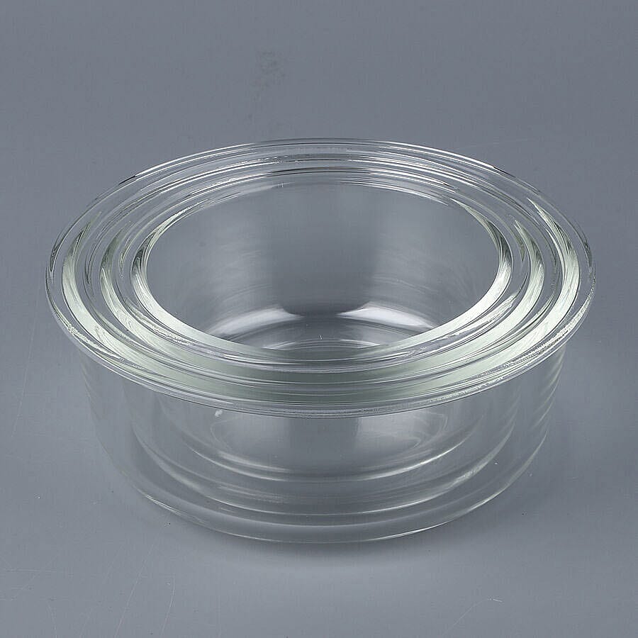 Set of 3 Glass Preservation Round Shape Box Size:13.5x6cm, 15x6.5cm, 17.5x7.3cm) - Pink