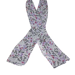SUGARCRISP Chiffon Grey, Red and Purple Floral Printed Scarf (152x45cm)