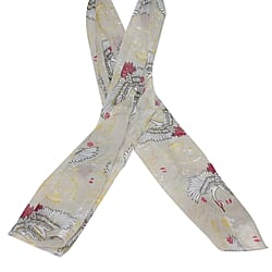 SUGARCRISP Chiffon Beige Bird Printed Scarf (152x45cm)
