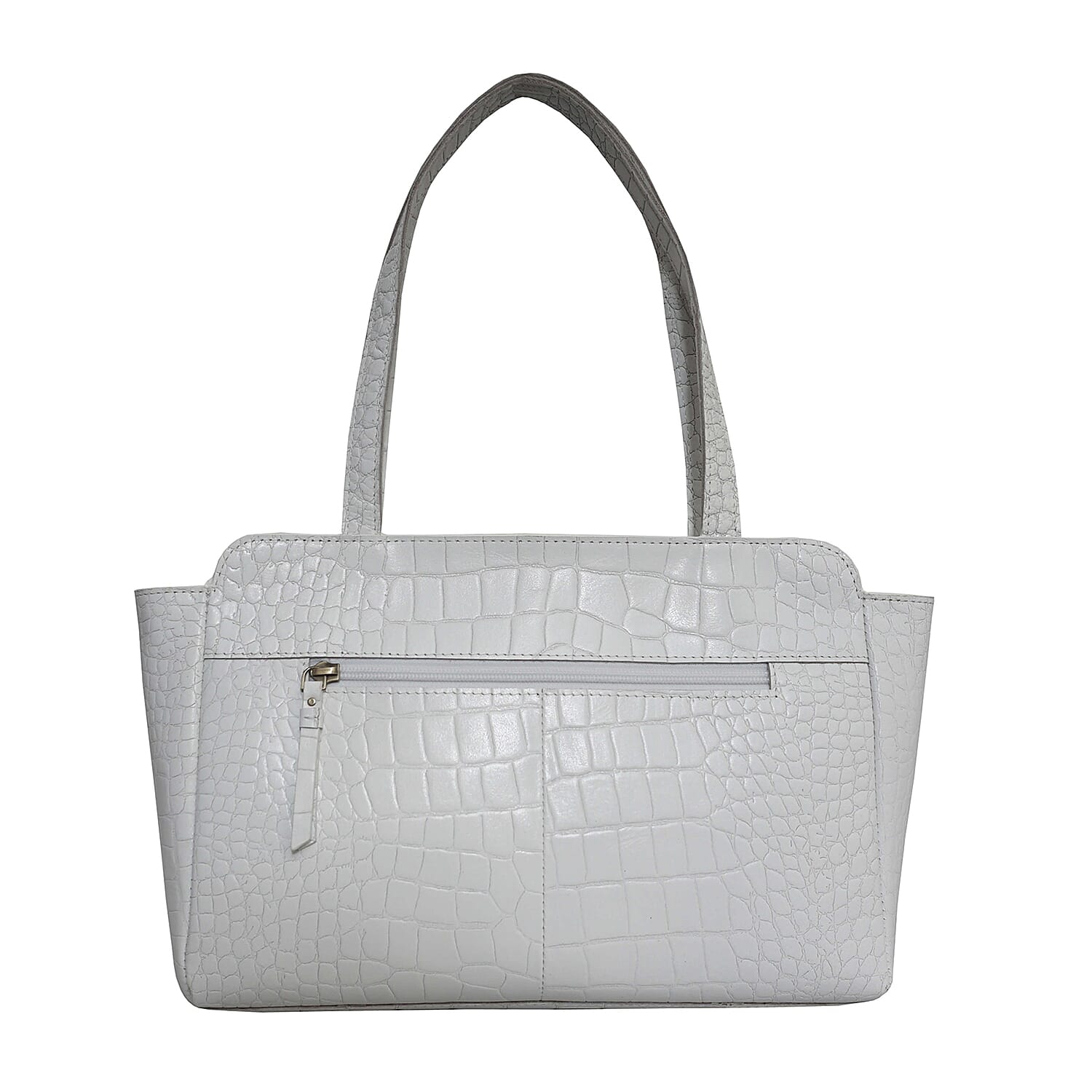 ASSOTS LONDON Judith Genuine Croc Leather Fully Lined Shoulder Bag (Size 32x7x23cm) - Black