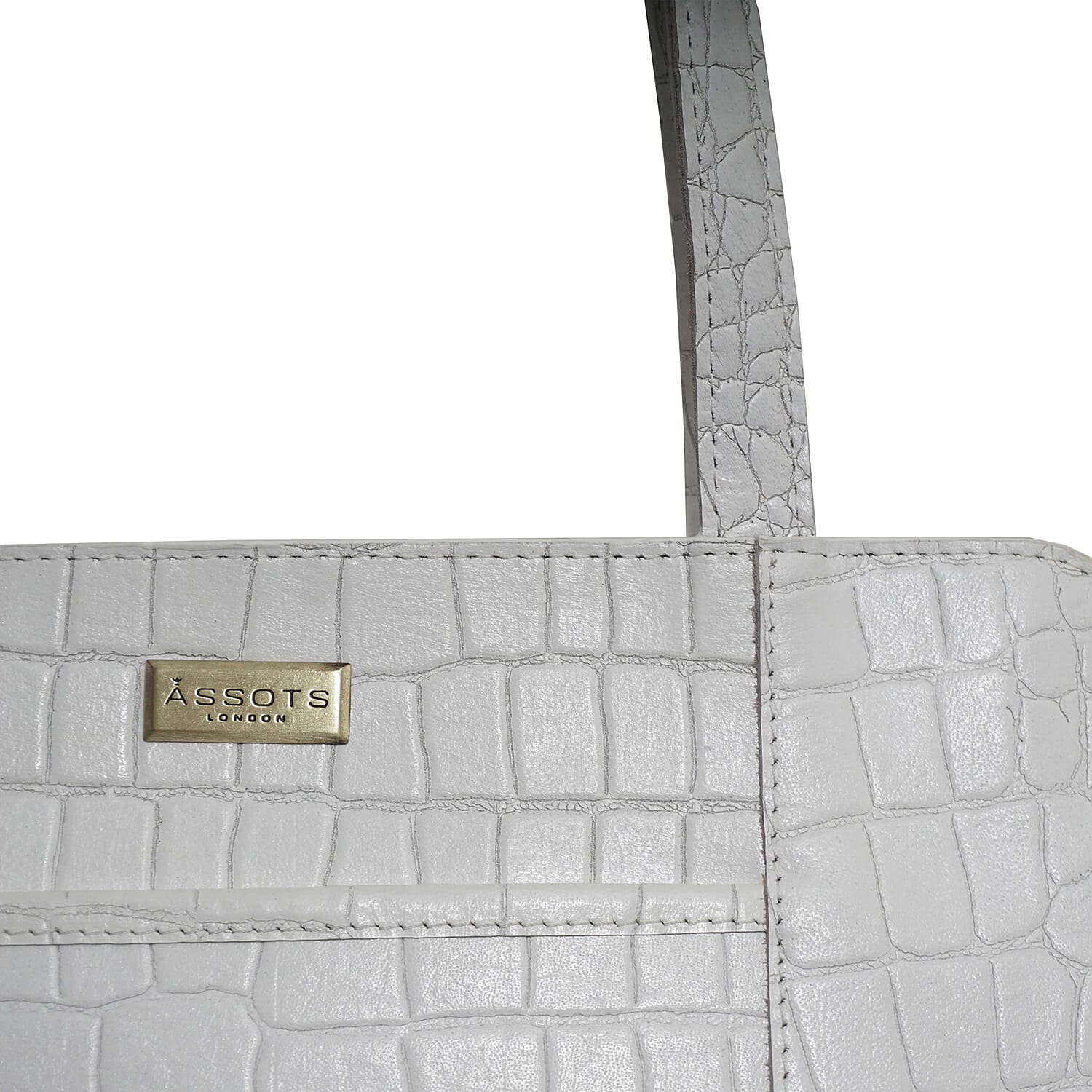 ASSOTS LONDON Judith Genuine Croc Leather Fully Lined Shoulder Bag (Size 32x7x23cm) - Black