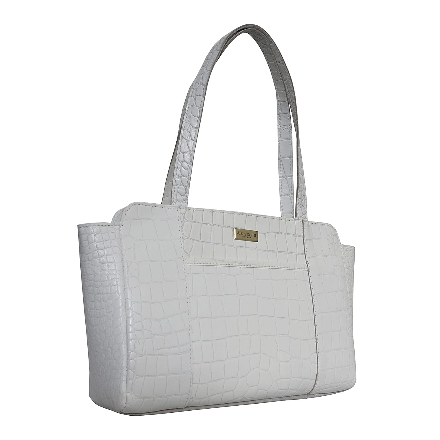 ASSOTS LONDON Judith Genuine Croc Leather Fully Lined Shoulder Bag (Size 32x7x23cm) - Black