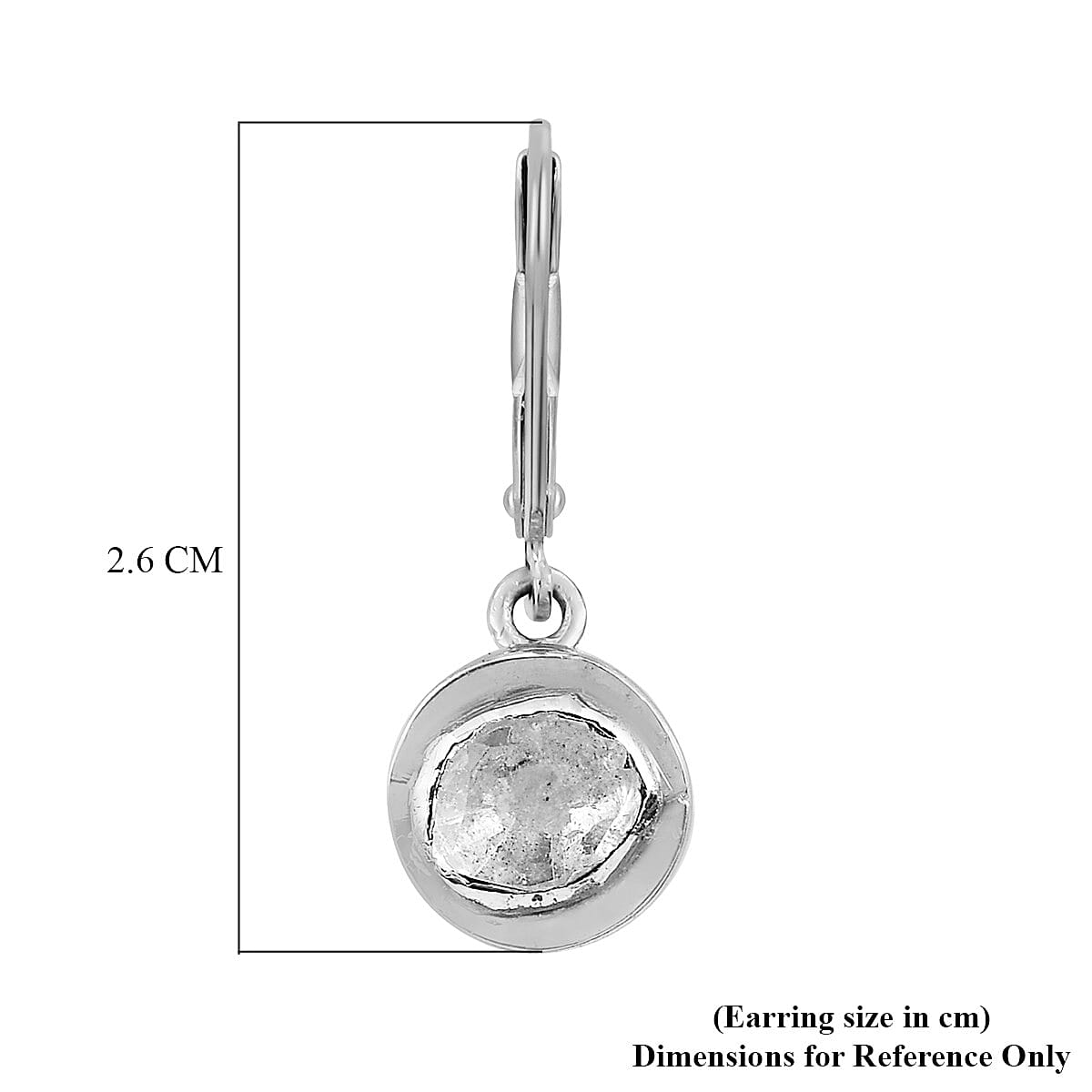 Artisan Crafted Polki Diamond Lever Back Dangle  Earrings in Platinum Overlay Sterling Silver 0.50 Ct.