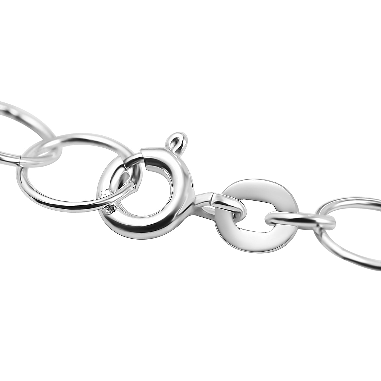 New York Close Out Sterling Silver Round Link Heart Charms Bracelet (Size 7.5) with Spring Ring Clasp.