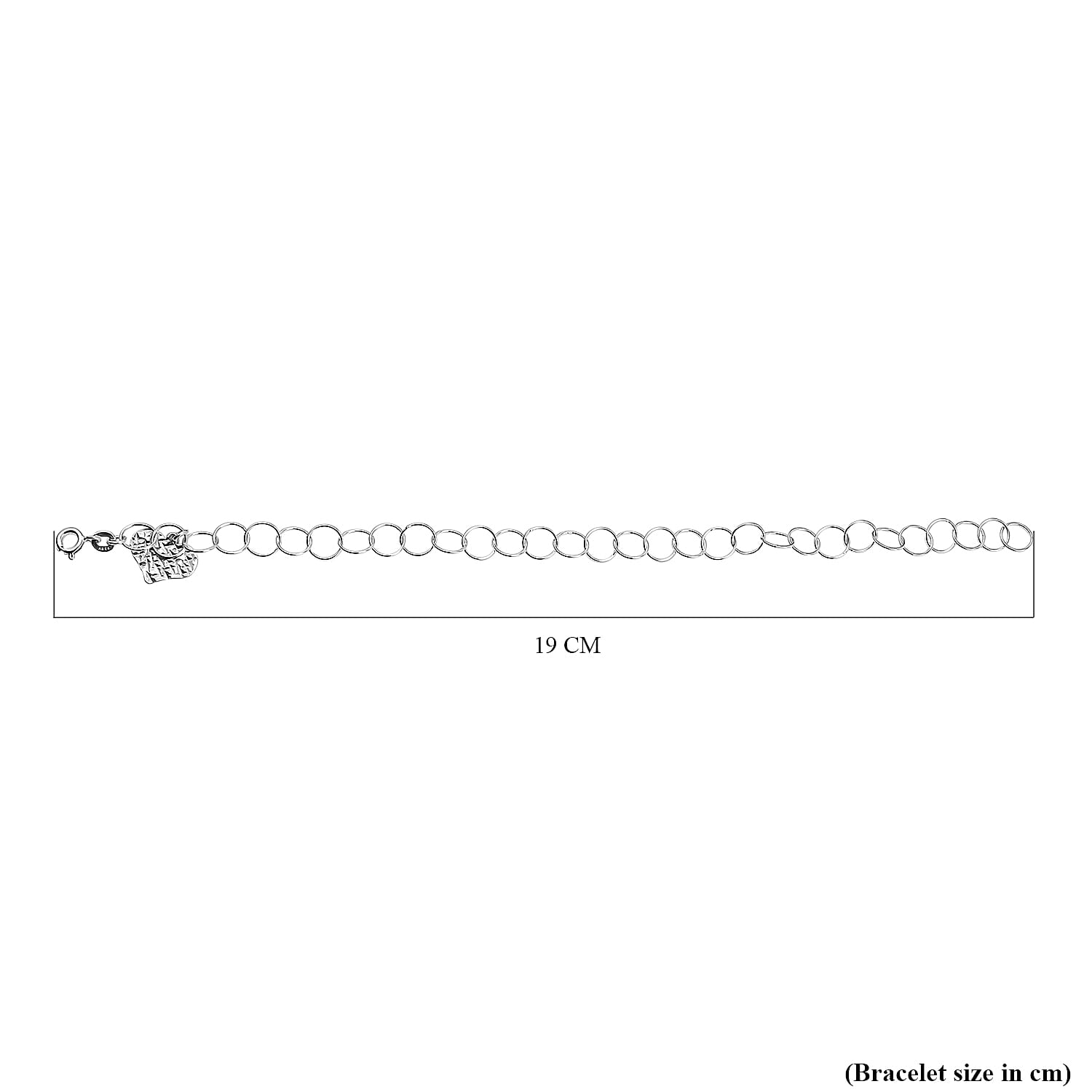 New York Close Out Sterling Silver Round Link Heart Charms Bracelet (Size 7.5) with Spring Ring Clasp.