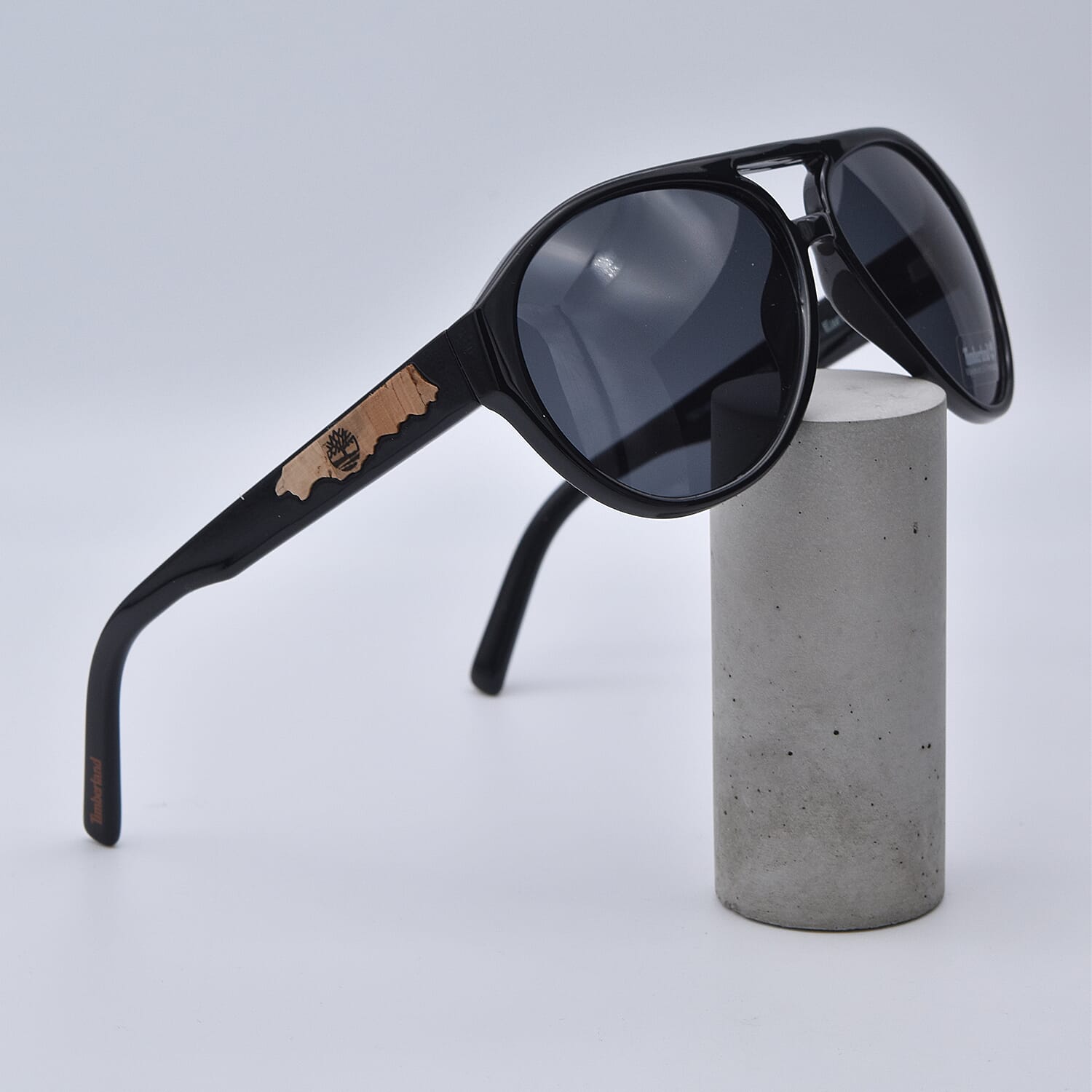 TIMBERLAND Black Aviator Sunglasses with Grey Lenses