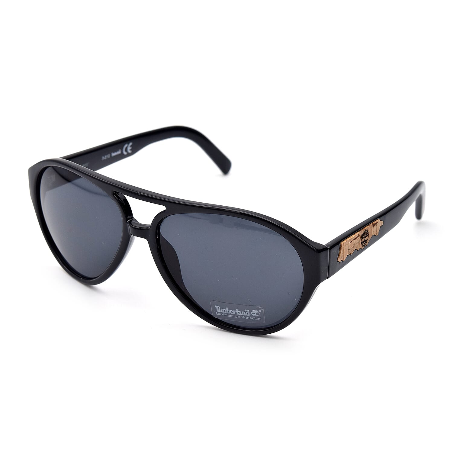 TIMBERLAND Black Aviator Sunglasses with Grey Lenses