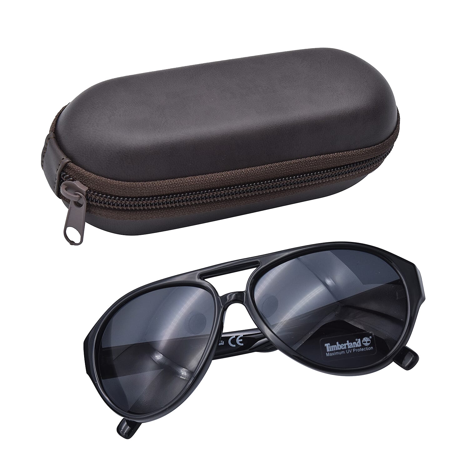 TIMBERLAND Black Aviator Sunglasses with Grey Lenses