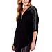 Nova of London - Zip Front Diamante Loose Fitting Black Top (S/M, 10-14)